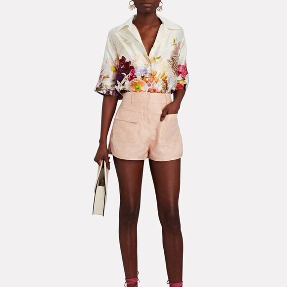 Alexis Louze Linen Shorts Front Pockets in Pink Women's Size XS NWT - Picture 1 of 10